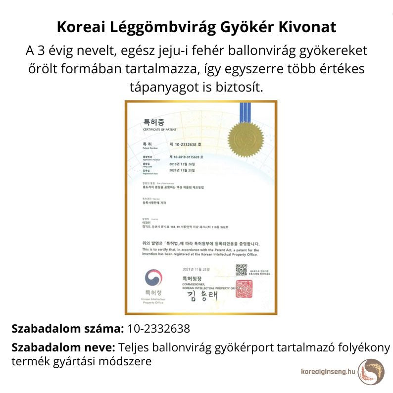 Koreai Léggömbvirág Gyökér Kivonat Szabadalom