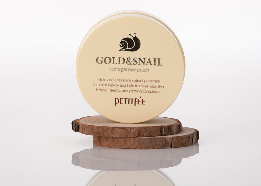 PETITFÉE GOLD&SNAIL tápláló és bőrfeszesítő hidrogél szemmaszk csiganyállal